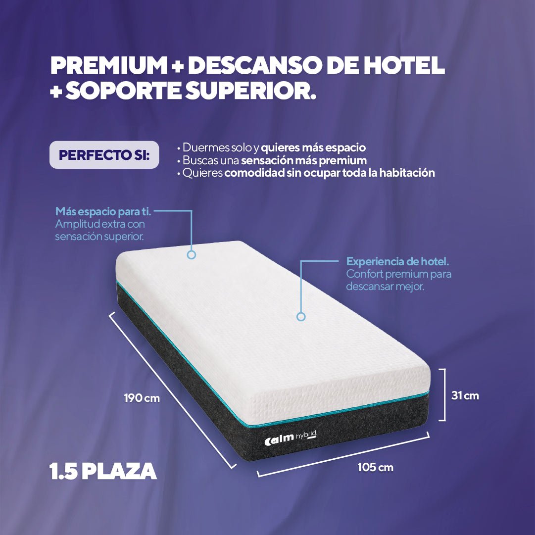 Colchón Calm Hybrid Select híbrido de resortes pocket y memory foam