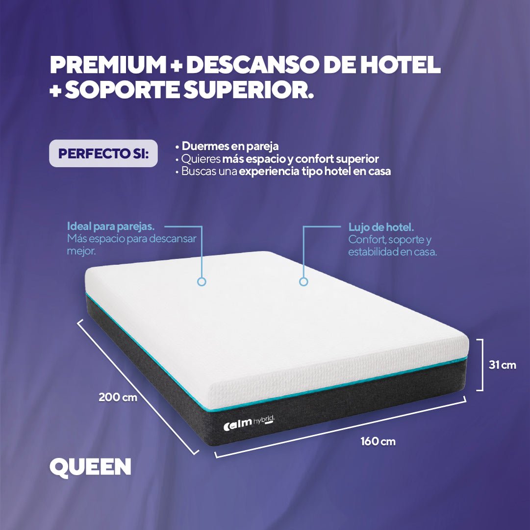 Colchón Calm Hybrid Select híbrido de resortes pocket y memory foam