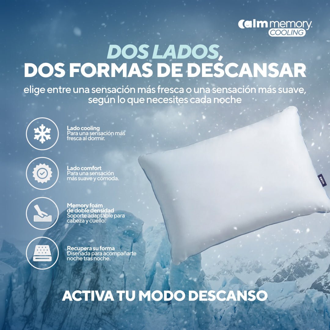 Pack de 2 almohadas Calm Memory Cooling de memory foam, funda fresca