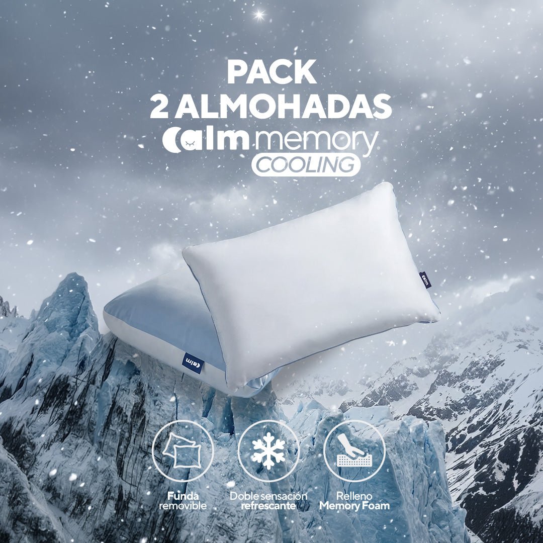 Pack de 2 almohadas Calm Memory Cooling de memory foam, funda fresca