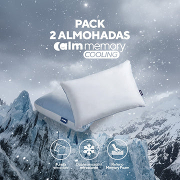 Pack de 2 almohadas Calm Memory Cooling de memory foam, funda fresca