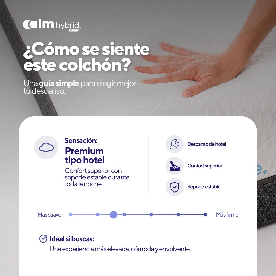 Pack colchón Calm Hybrid Select híbrido más 2 almohadas Memory Cooling