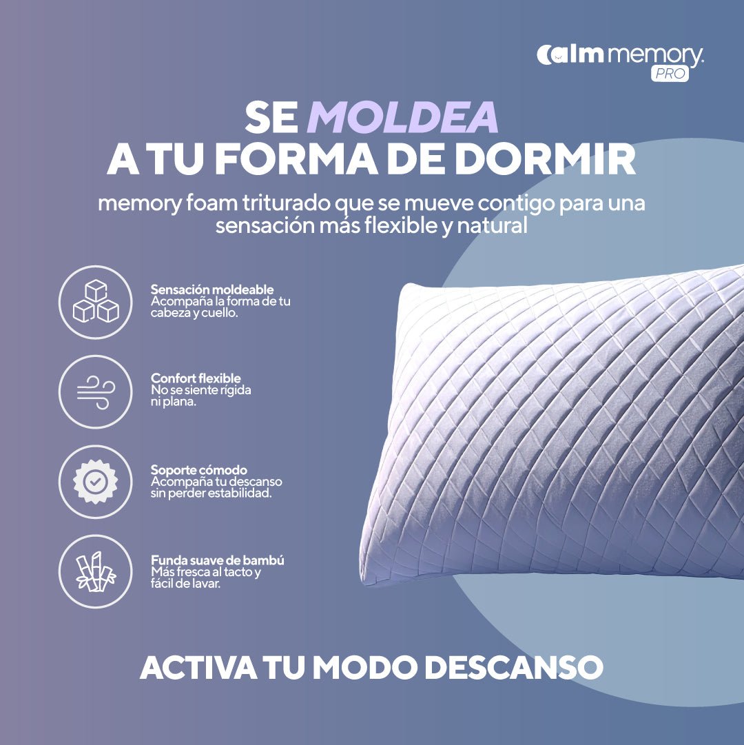 Pack de 2 almohadas Calm Memory Pro de memory foam moldeable