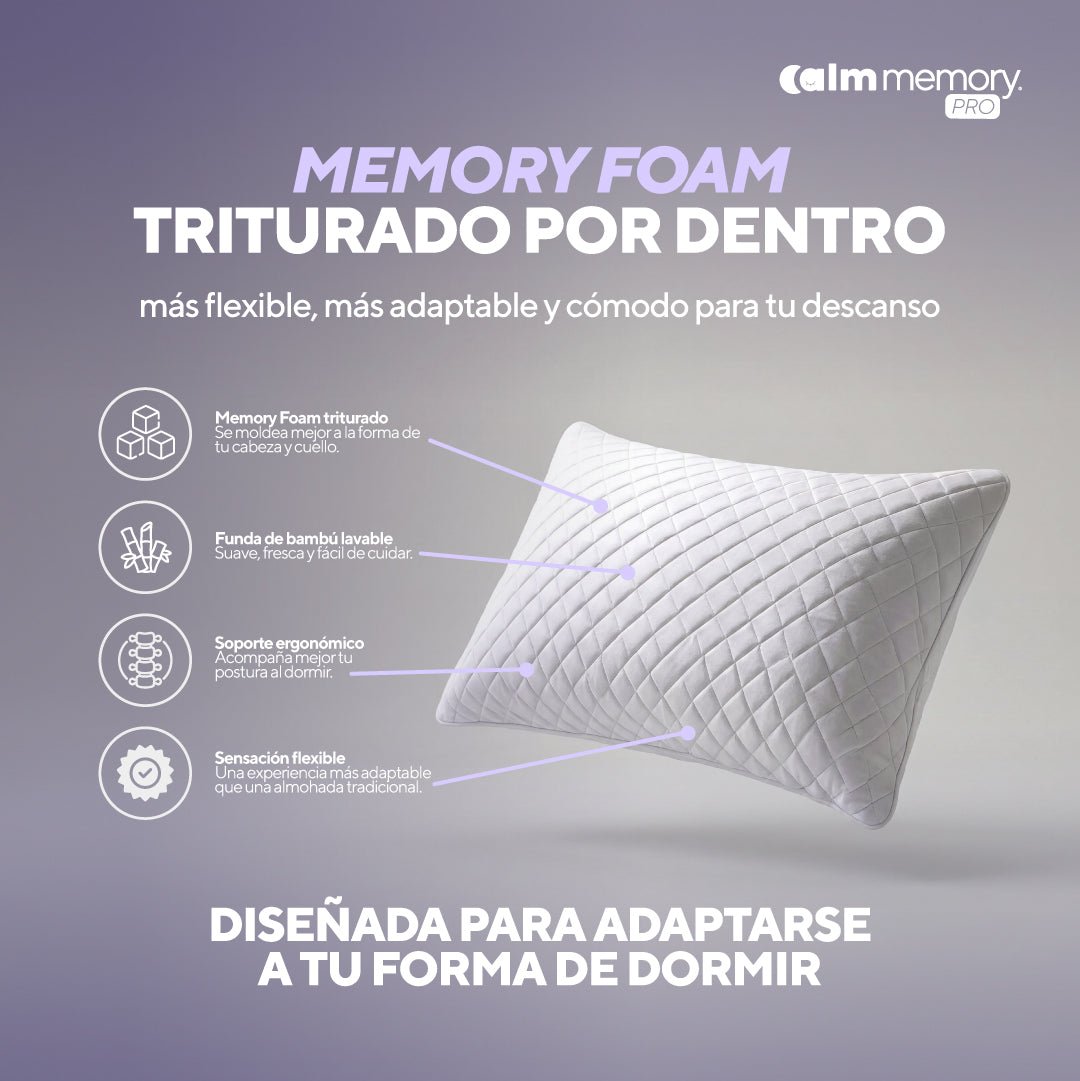 Pack de 2 almohadas Calm Memory Pro de memory foam moldeable